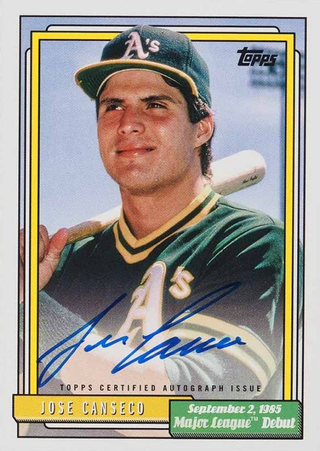 2022 Topps Archives 1992 Topps MLB Debut Autographs Jose Canseco #72DBJC Baseball Card