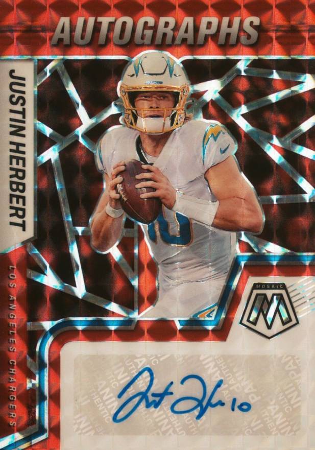 2022 Panini Mosaic Autographs Mosaic Justin Herbert #AMJHE Football Card