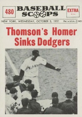 1961 Nu-Card Baseball Scoops Thomson Homer Sinks Dodgers #480 Baseball Card