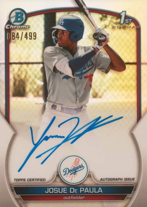 2023 Bowman Chrome Prospect Autographs Josue de Paula #CPAJDE Baseball Card