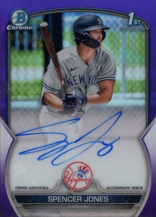 2023 Bowman Chrome Prospect Autographs Spencer Jones #CPASJ Baseball Card