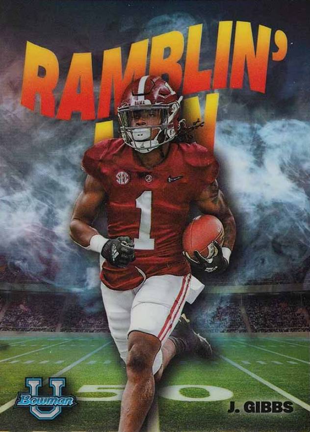 2022 Bowman University Ramblin' Man Jahmyr Gibbs #RM5 Football Card