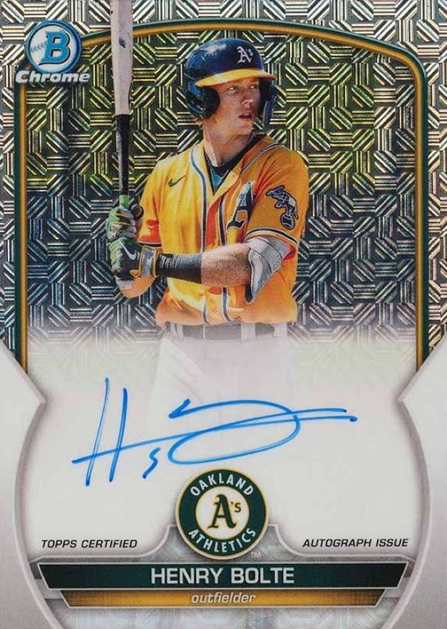 2023 Bowman Mega Box Chrome Prospect Autographs Henry Bolte #HB Baseball Card