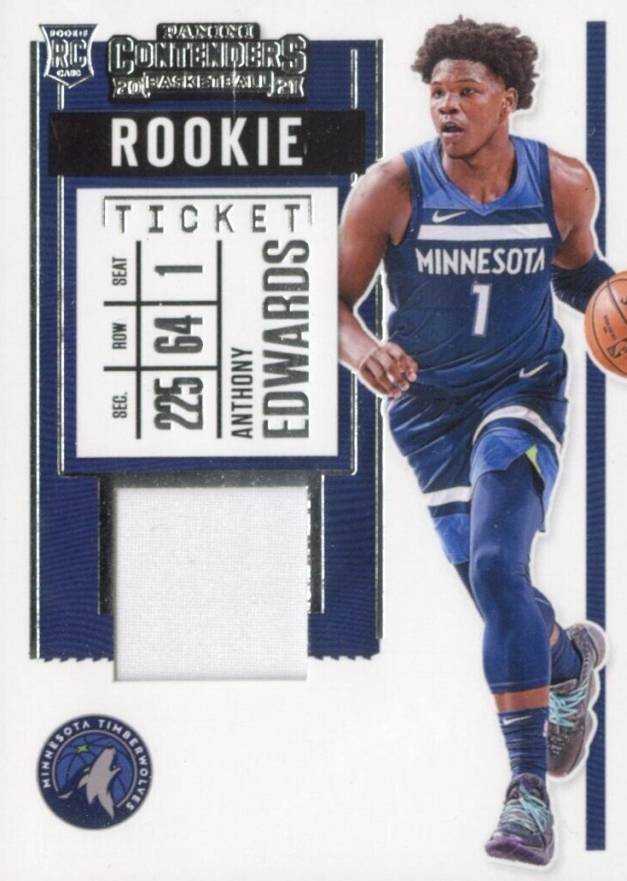 2020 Panini Contenders Rookie Ticket Swatches Anthony Edwards #AEW Basketball Card