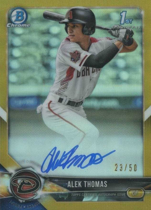 2018 Bowman Draft Chrome Draft Picks Autographs Alek Thomas #CDAAT Baseball Card