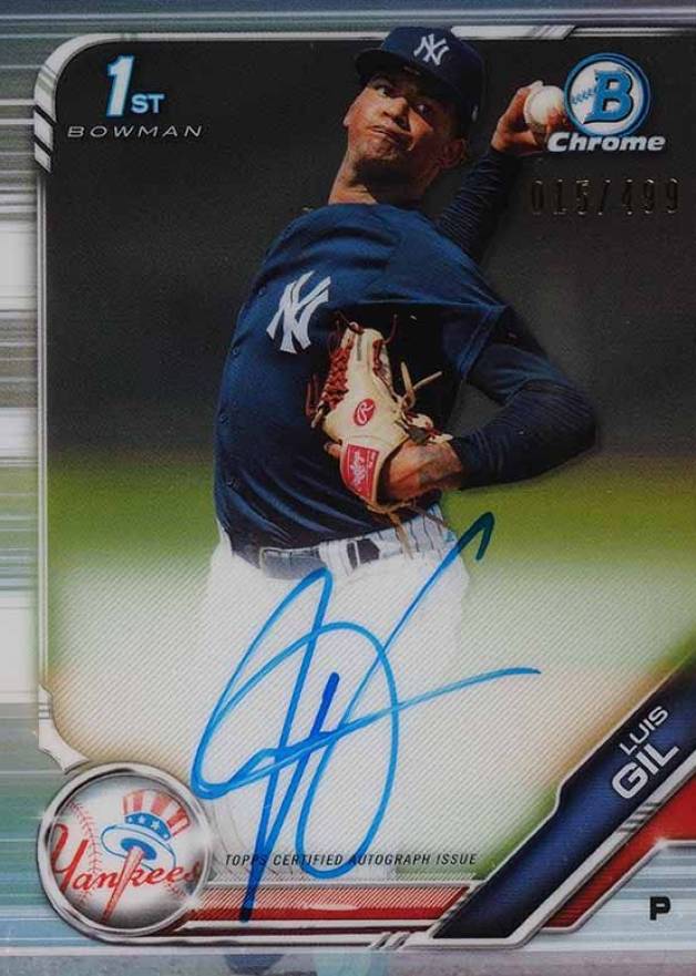 2019 Bowman Chrome Prospects Autographs Luis Gil #CPALGI Baseball Card