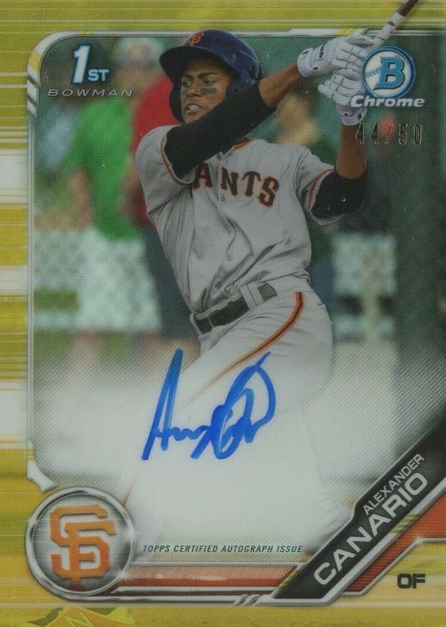 2019 Bowman Chrome Prospects Autographs Alexander Canario #CPAAC Baseball Card