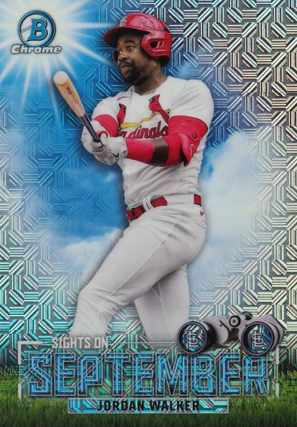 2023 Bowman Mega Box Chrome Sights on September Jordan Walker #SOS19 Baseball Card