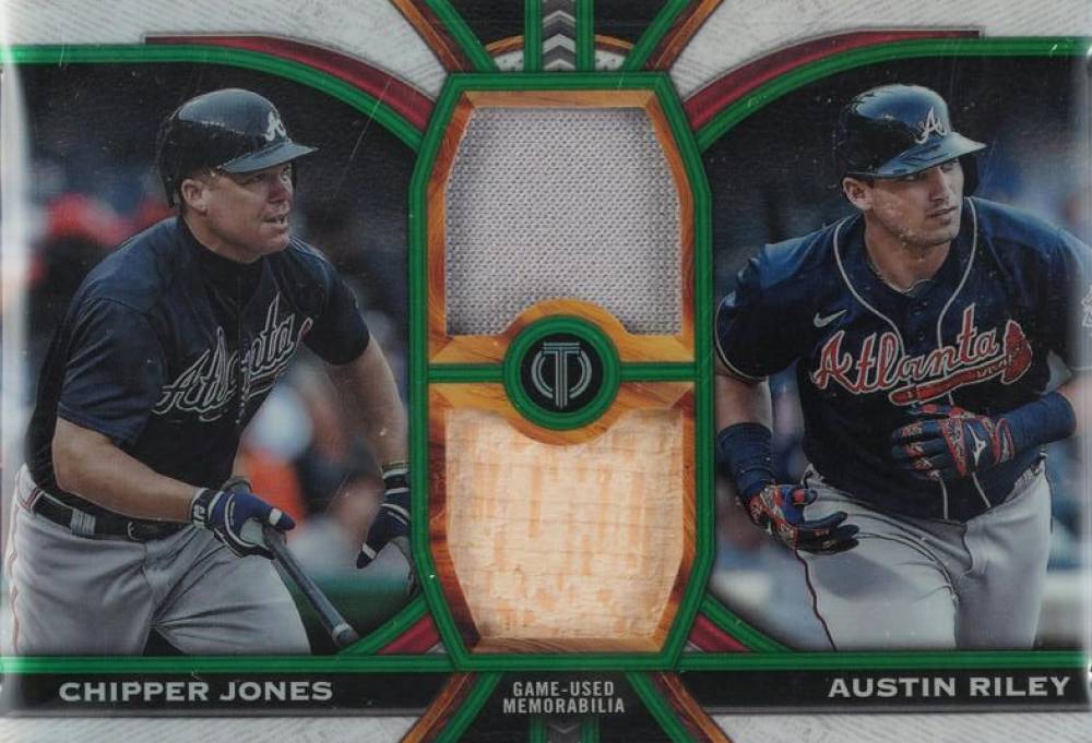 2023 Topps Tribute Tribute Dual Relics Dual Player Austin Riley/Chipper Jones #DRJR Baseball Card