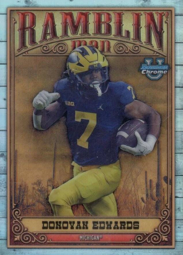 2023 Bowman University Chrome Ramblin' Man Donovan Edwards #RM15 Football Card