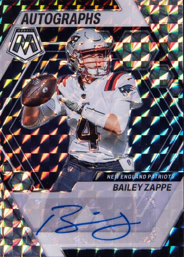 2023 Panini Mosaic Autograph Mosaic Bailey Zappe #AMBZ Football Card