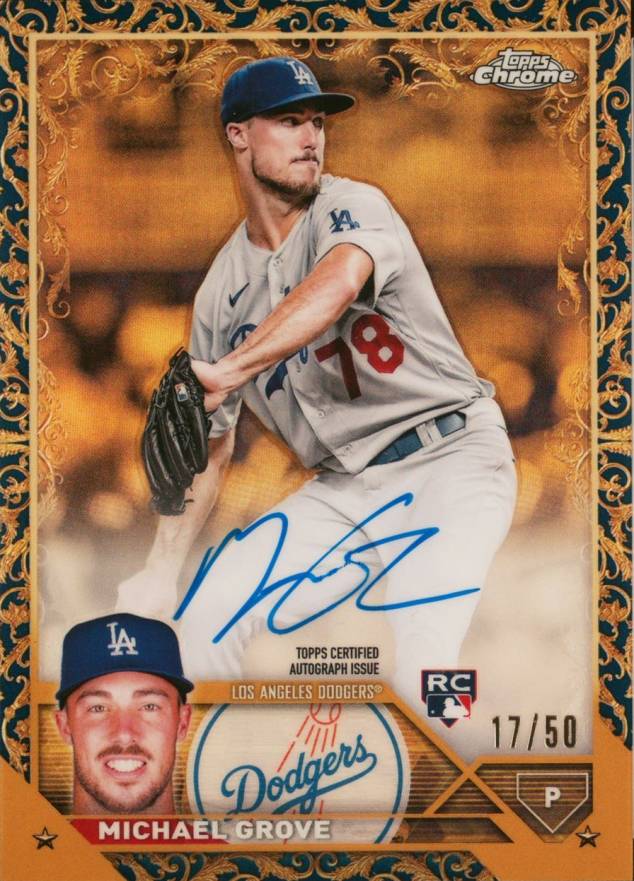 2023 Topps Gilded Collection Topps Chrome Gold Etch Autographs Michael Grove #CGAMG Baseball Card