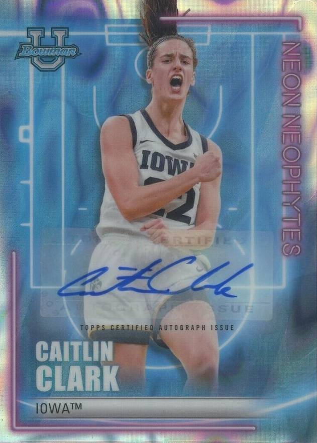 2022 Bowman University Best Neon Neophytes Autograph Caitlin Clark #NN3 Basketball Card