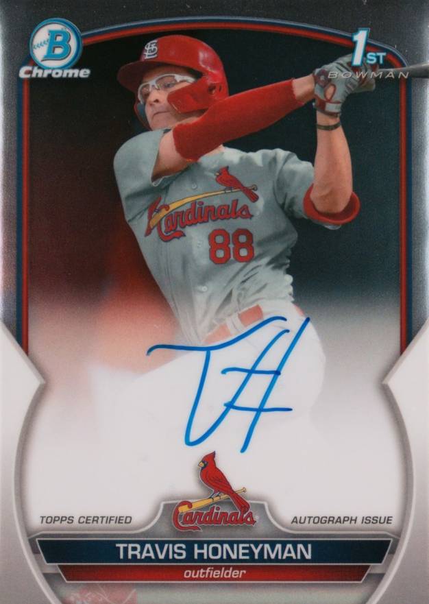 2023 Bowman Draft Chrome Prospect Autograph Travis Honeyman #CDATH Baseball Card