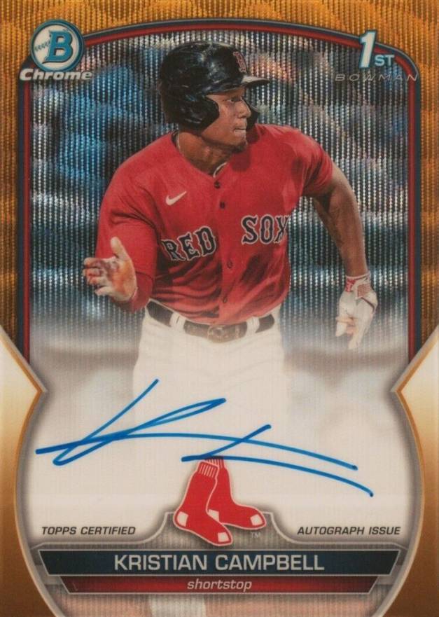 2023 Bowman Draft Chrome Prospect Autograph Kristian Campbell #CDAKCA Baseball Card