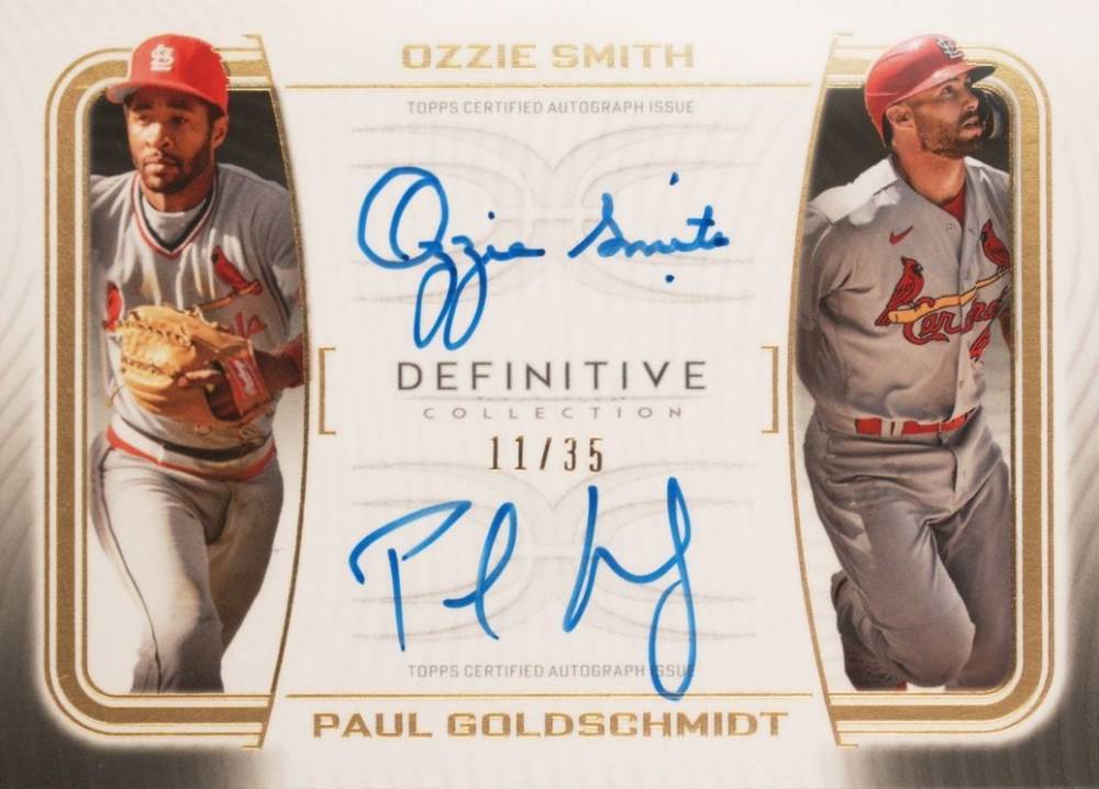 2023 Topps Definitive Collection Dual Autograph Collection Ozzie Smith/Paul Goldschmidt #DACSMG Baseball Card