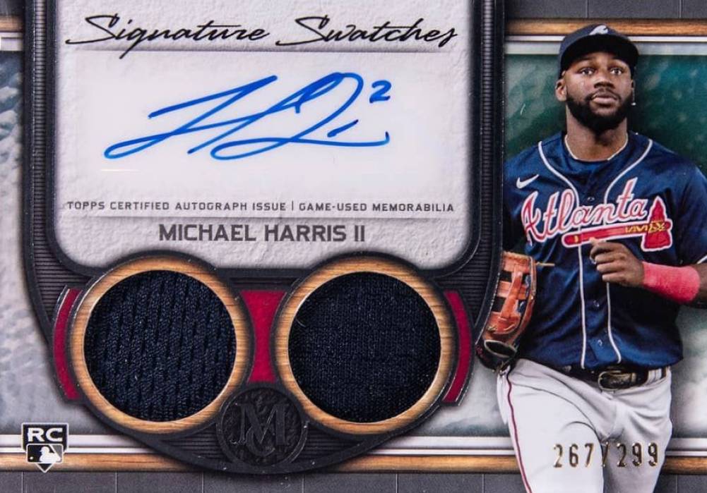 2023 Topps Museum Collection Single-Player Signature Swatches Dual Relic Autographs Michael Harris II #MH Baseball Card