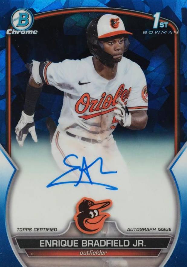 2023 Bowman Draft Sapphire Edition Chrome Prospect Autographs Enrique Bradfield Jr. #CDAEBR Baseball Card