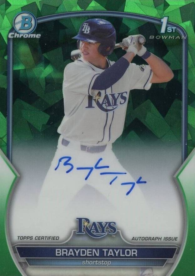 2023 Bowman Draft Sapphire Edition Chrome Prospect Autographs Brayden Taylor #CDABT Baseball Card