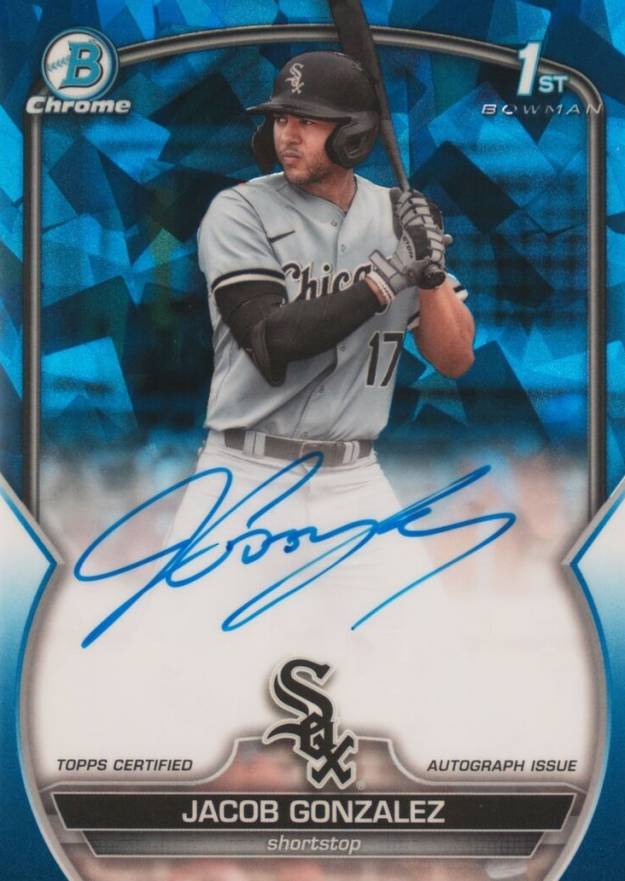 2023 Bowman Draft Sapphire Edition Chrome Prospect Autographs Jacob Gonzalez #CDAJGO Baseball Card