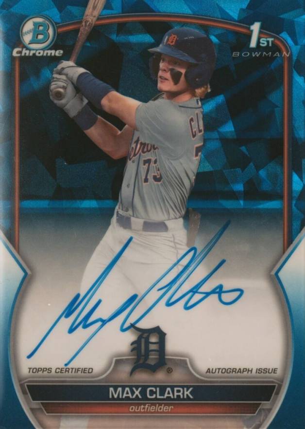 2023 Bowman Draft Sapphire Edition Chrome Prospect Autographs Max Clark #CDAMC Baseball Card