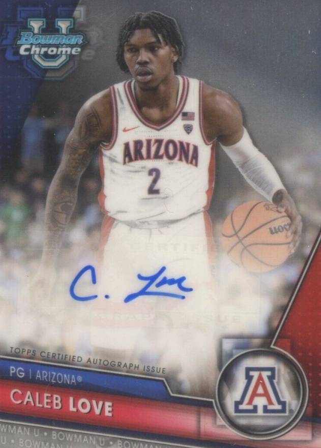 2023 Bowman University Chrome Bowman Chrome Prospects Autographs Caleb Love #CLO Basketball Card