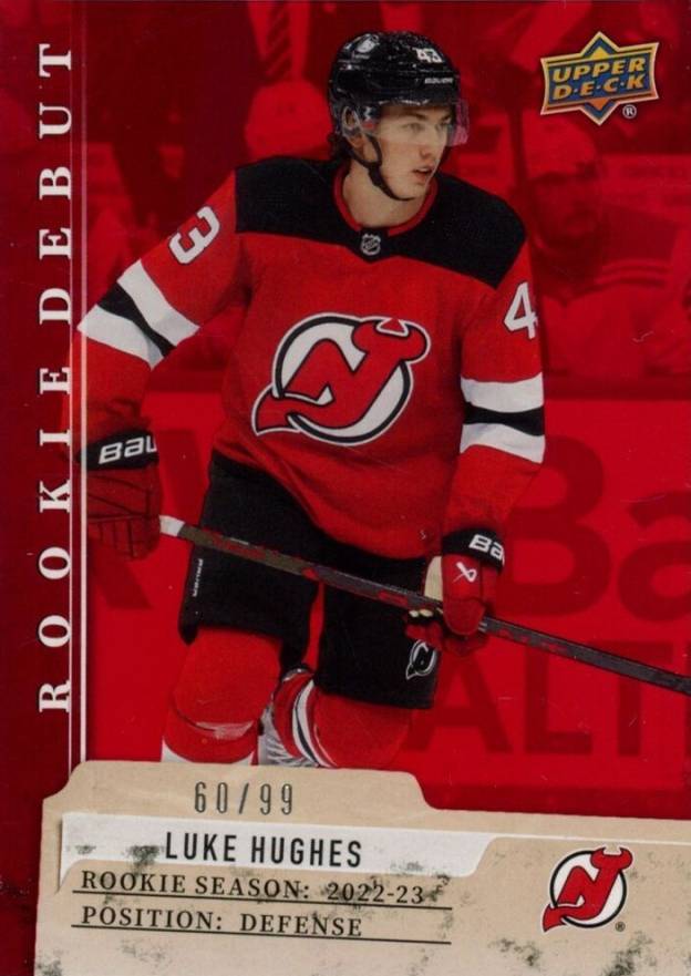 2023 Upper Deck Rookie Debut Luke Hughes #18 Hockey Card