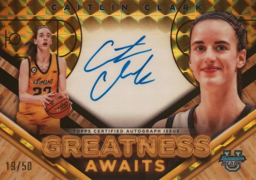 2023 Bowman University Best Greatness Awaits Autographs Caitlin Clark #GAACC Basketball Card