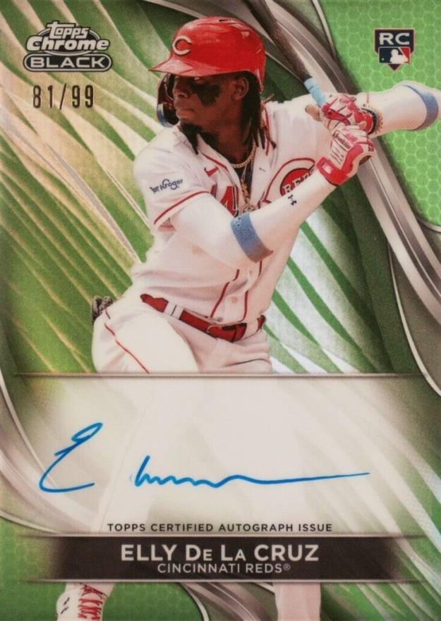 2024 Topps Chrome Black Autographs Elly de La Cruz #ED Baseball Card