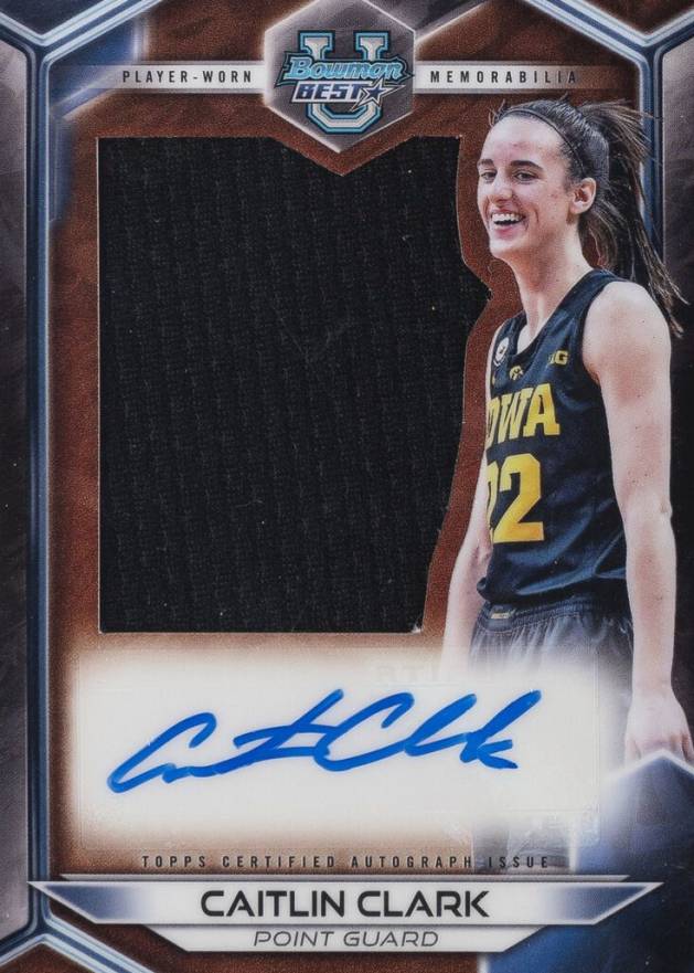 2023 Bowman University Best Prospect Jumbo Relic Autographs Caitlin Clark #PJRCC Basketball Card