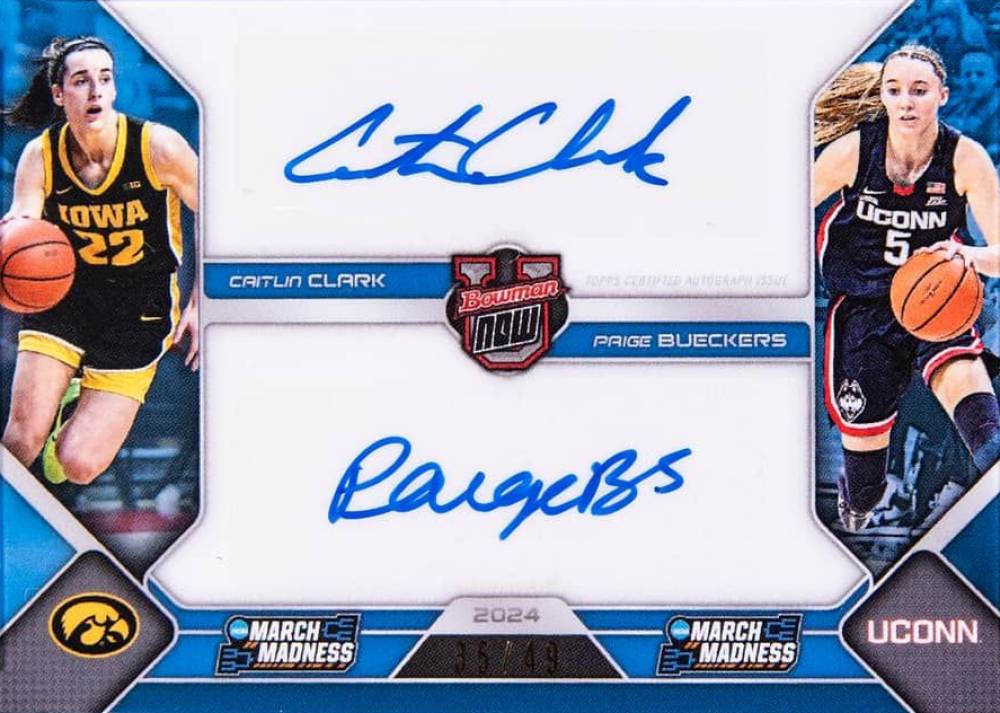 2023 Bowman U Now March Madness Dual Autographs Caitlin Clark/Paige Bueckers #DABC Basketball Card