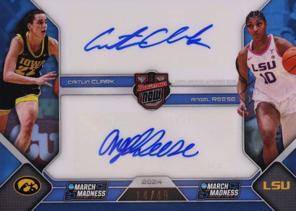 2023 Bowman U Now March Madness Dual Autographs Angel Reese/Caitlin Clark #DACR Basketball Card