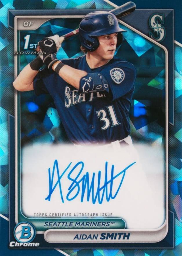 2024 Bowman Sapphire Edition Chrome Prospects Sapphire Autographs Aidan Smith #ASM Baseball Card