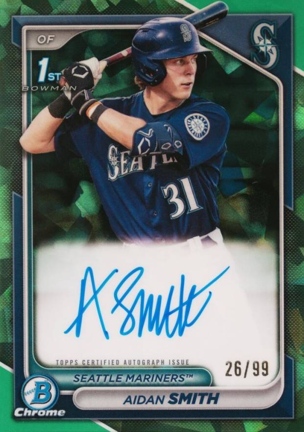 2024 Bowman Sapphire Edition Chrome Prospects Sapphire Autographs Aidan Smith #ASM Baseball Card