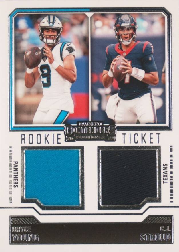 2023 Panini Contenders Rookie Ticket Dual Swatches Bryce Young/CJ Stroud #DS1 Football Card