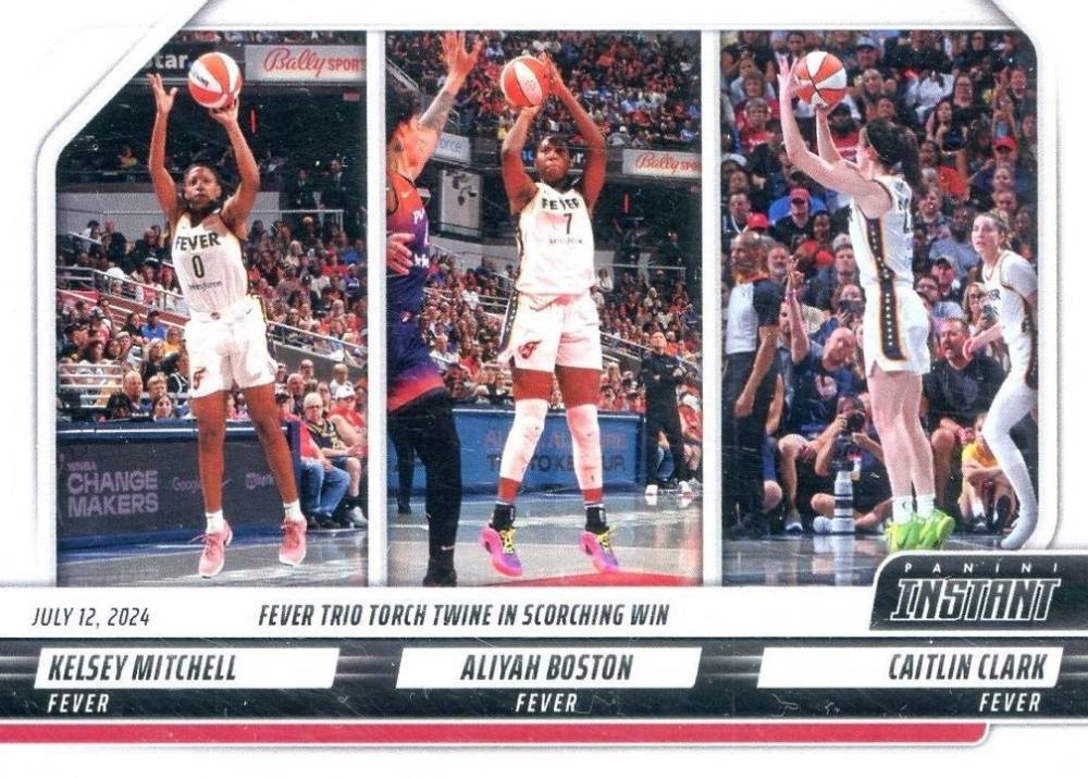 2024 Panini Instant WNBA Aliyah Boston/Caitlin Clark/Kelsey Mitchell #147 Basketball Card