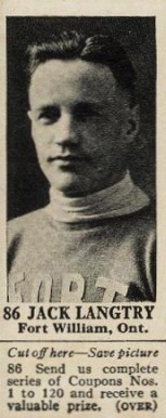 1925 Dominion Chocolate Jack Langtry #86 Hockey Card