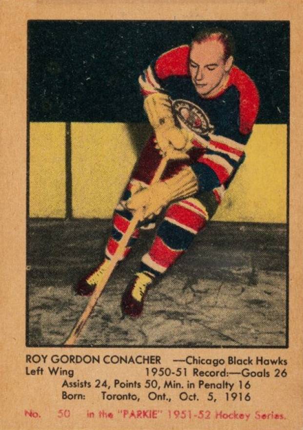 1951 Parkhurst Roy Conacher #50 Hockey Card