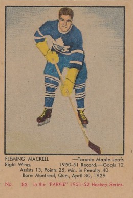 1951 Parkhurst Fleming Mackell #83 Hockey Card