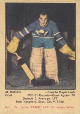 1951 Parkhurst Al Rollins #76 Hockey Card