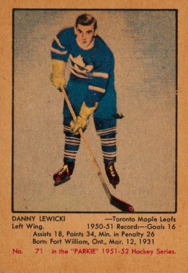 1951 Parkhurst Danny Lewicki #71 Hockey Card