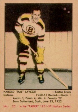 1951 Parkhurst Hal Laycoe #25 Hockey Card