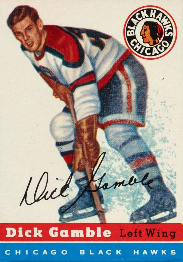 1954 Topps Dick Gamble #1 Hockey Card