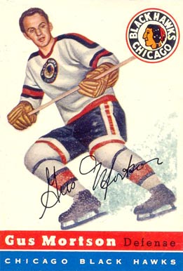 1954 Topps Gus Mortson #17 Hockey Card