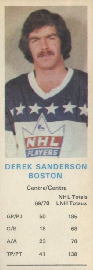 1970 Dad's Cookies Derek Sanderson # Hockey Card