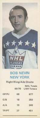 1970 Dad's Cookies Bob Nevin # Hockey Card