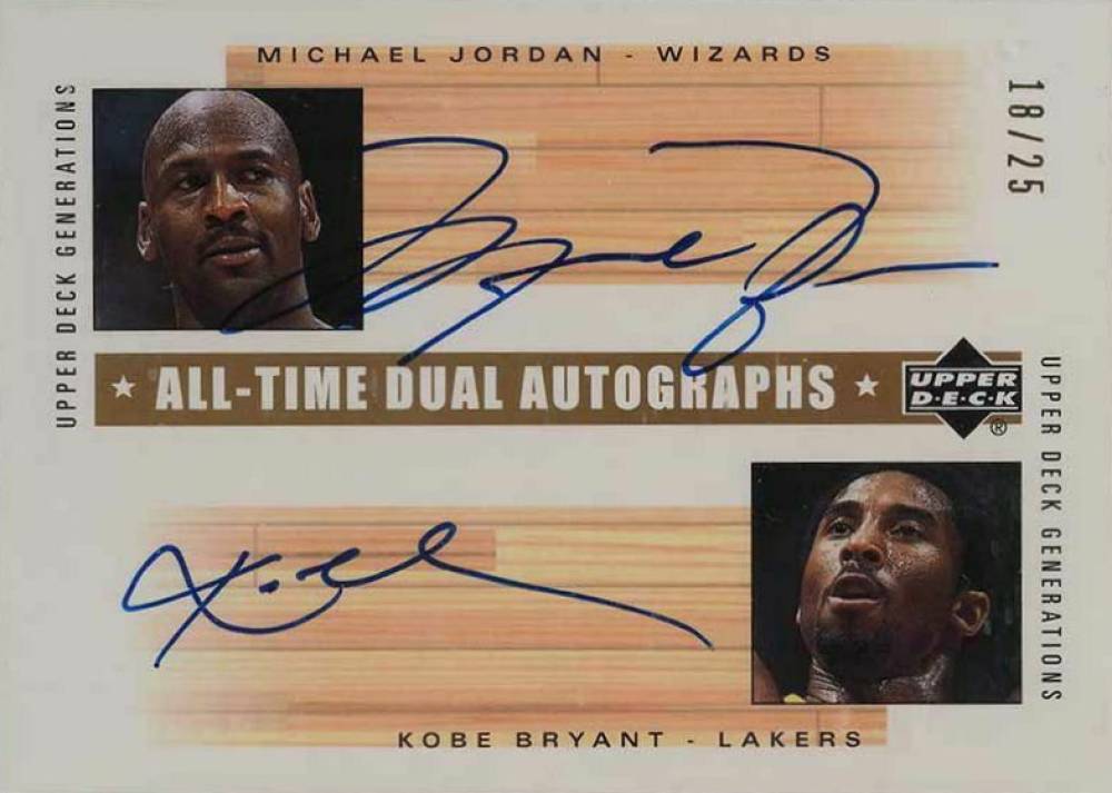 2002 Upper Deck Generations All-Time Dual Autographs Kobe Bryant/Michael Jorda #MJ/KB Basketball Card