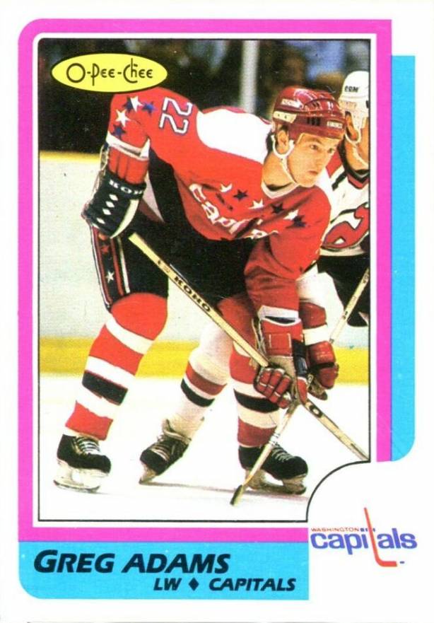 1986 O-Pee-Chee Greg Adams #253 Hockey Card