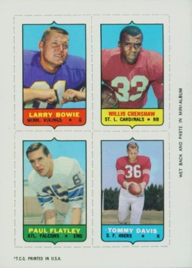 1969 Topps Four in One Bowie/Crenshaw/Davis/Flatley # Football Card