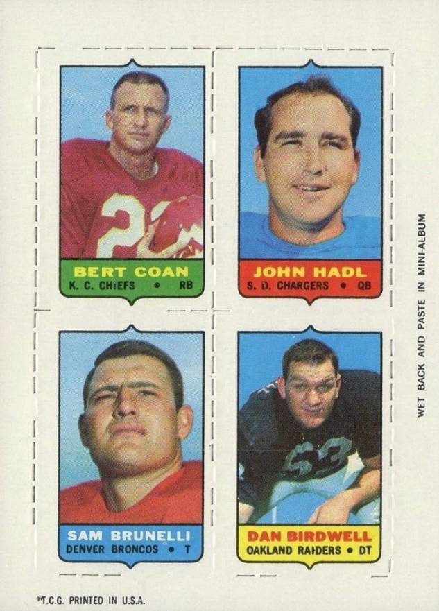 1969 Topps Four in One Coan/Hadl/Brunelli/Birdwell # Football Card